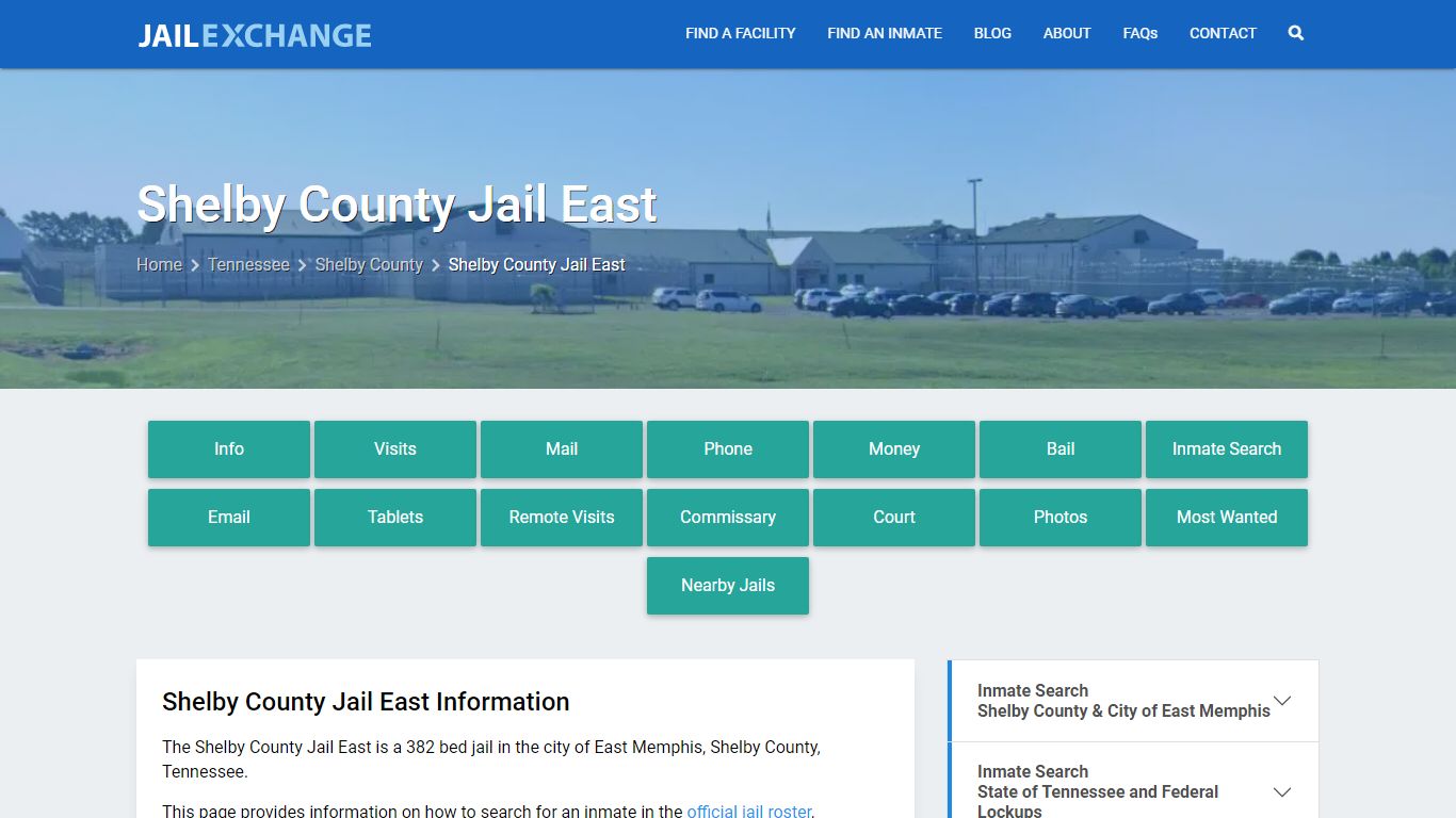 Shelby County Jail East, TN Inmate Search, Information
